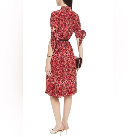 ALTUZARRA Narcissa Snake-Print Silk Crepe De Chine Shirt Dress in Red Brick 40 - Picture 3 of 10